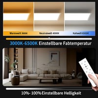 Panou LED de tavan Yesenlight 120x30 cm, 40W 4400lm, Reglabil, Temperatură de culoare ajustabilă CCT 3000K-4000K-6500K, cu telecomandă, fără pâlpâire, lampă pentru birou 4