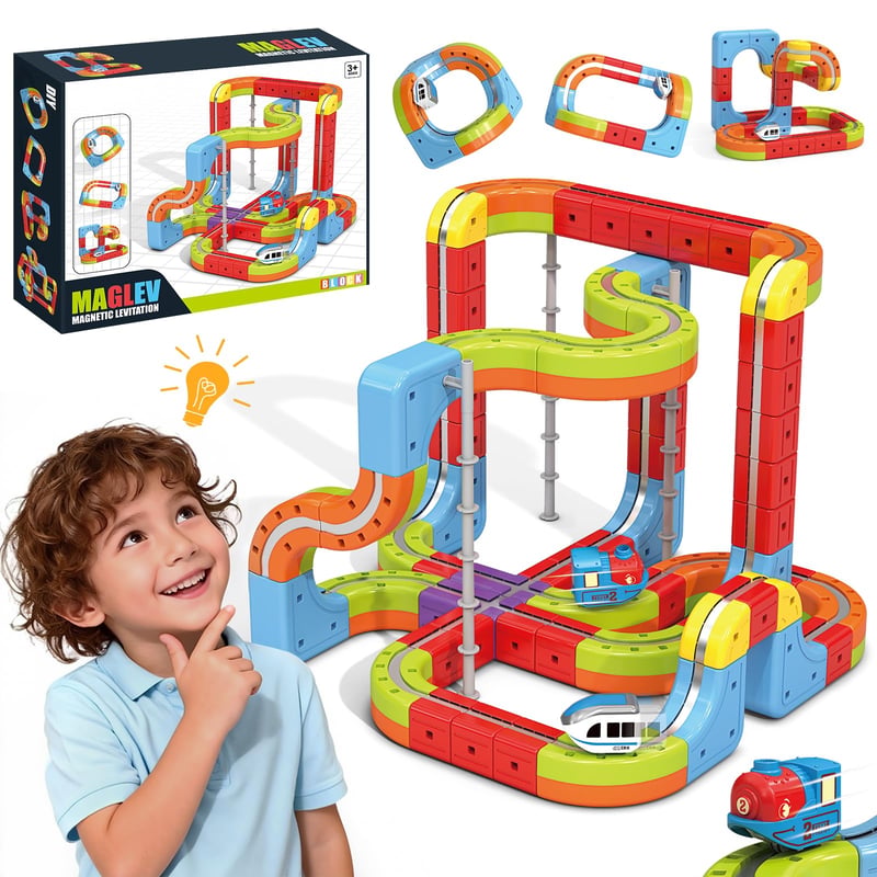 Elektrická vláčiková súprava YESHIN Clickrail pre deti, DIY 3D usporiadanie trate s riešením odolávajúcim gravitácii, motorizovaný vláčik a magické koľajnice