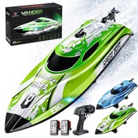 RC čln na diaľkové ovládanie YESHIN, 25 km/h, 2,4 GHz, s LED osvetlením, vodotesný a prevráteniu odolný, s 2 batériami, pre deti aj dospelých - zelený 1