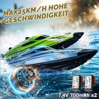 RC čln na diaľkové ovládanie YESHIN, 25 km/h, 2,4 GHz, s LED svetlom, 2 batériami, vodotesný a prevráteniu odolný, modrý – pre deti aj dospelých 2