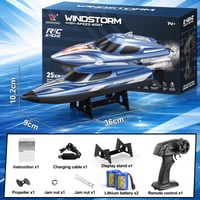 RC čln na diaľkové ovládanie YESHIN, 25 km/h, 2,4 GHz, s LED svetlom, 2 batérie, vodotesný, dosah 150 m, do bazéna a jazera, pre deti od 8 rokov 8