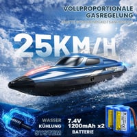 RC čln na diaľkové ovládanie YESHIN, 25 km/h, 2,4 GHz, s LED svetlom, 2 batérie, vodotesný, dosah 150 m, do bazéna a jazera, pre deti od 8 rokov 2