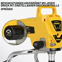 Bezvzduchový striekací systém YESMRO na nástenné farby, latex, laky a lazúry, 1,1 l/min, 213 bar, 7,5 m hadica, na interiérové a exteriérové maľovanie 2