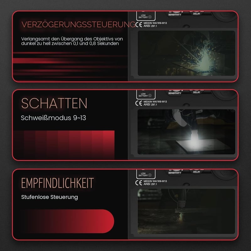 YESWELDER Automata Sötétedő Hegesztőmaszk Napelemes True Colour 4/9-13