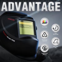 YESWELDER Automatická stmievacia zváracia kukla s funkciou True Color, solárne napájanie, pre TIG, MIG, ARC, široký priezor, clona 4/9-13 3