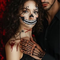 Yezirzax Halloween Tetoválás 12 Lap Vízálló Felnőtt Arctetoválás Karnevál 3