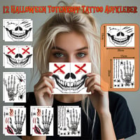 Yezirzax Halloween Tetoválás 12 Lap Vízálló Felnőtt Arctetoválás Karnevál 2