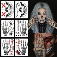 Yezirzax Halloween Tetoválás 12 Lap Vízálló Felnőtt Arctetoválás Karnevál 1