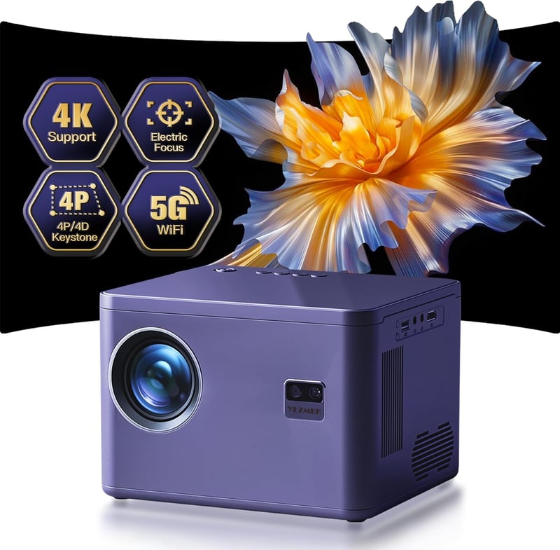 YEZMEK 4K Projektor 20000L Native 1080P WiFi Bluetooth Elektromos Fókusz 6D Keystone Korrekció Hordozható Házimozi