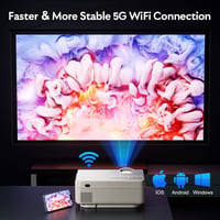 YEZMEK Projektor 5G WiFi Bluetooth Native 1080P Full HD, Mini LED Projektor 4K Támogatás, Hordozható Házimozi Projektor 3