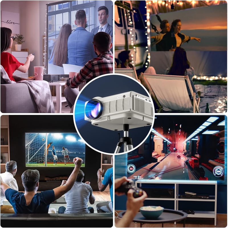 YEZMEK Projektor 5G WiFi Bluetooth Native 1080P Full HD, Mini LED Projektor 4K Támogatás, Hordozható Házimozi Projektor