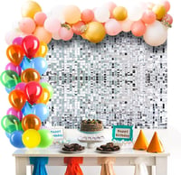 YFZYT Ezüst Flitteres Fali Dekorpanel 24 db - 30x30 cm Csillogó Háttérdekoráció Fotózáshoz, Partikhoz, Esküvőre, Születésnapra 5