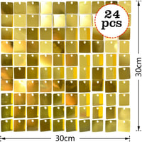 YFZYT Négyzet Alakú Flitteres Falpanel Szett - 24 db Arany Dekorációs Panel Fotóháttérhez - 30x30 cm Csillogó Parti Kellék 2