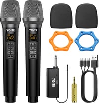 YGiTK UHF Professzionális Vezeték Nélküli Mikrofonszett - 2x30 Csatornás Kézi Mikrofon, 6-10 Órás Üzemidő, Karaoke, Buli, Esküvő, DJ 1