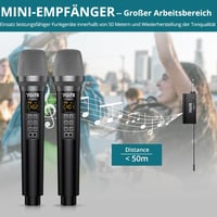 YGiTK UHF Professzionális Vezeték Nélküli Mikrofonszett - 2x30 Csatornás Kézi Mikrofon, 6-10 Órás Üzemidő, Karaoke, Buli, Esküvő, DJ 3