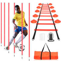 YGORTECH set za nogometni trening agilnosti - štapovi za slalom (6 kom), ljestve, 10 čunjeva, uže za preskakanje 2