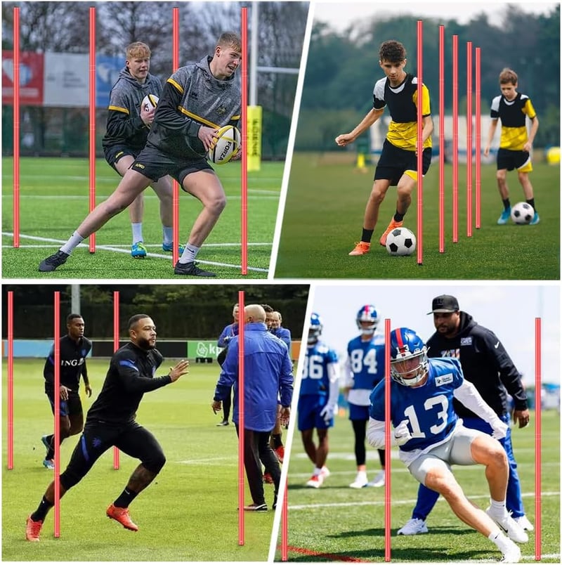 YGORTECH Slalom Pálca Szett Futball Agility Edzéshez 6 Pálca Agility Létra 10 Kúp Ugrókötél