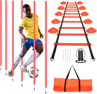 YGORTECH Slalom Pálca Szett Futball Agility Edzéshez 6 Pálca Agility Létra 10 Kúp Ugrókötél 1