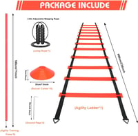 YGORTECH Slalom Pálca Szett Futball Agility Edzéshez 6 Pálca Agility Létra 10 Kúp Ugrókötél 2