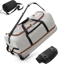 YHYEH 110-140L bővíthető utazótáska 80cm gurulós hétvégi sporttáska szürke-fehér 1