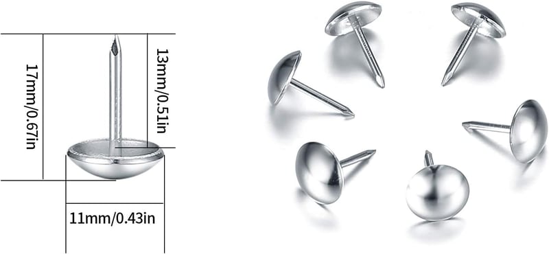 Yibaijia 320 db kárpitos szegek dekoratív bútor szegek 11 x 17 mm ezüst színben székhez kanapéhoz ágyhoz