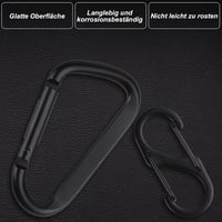 Set 8 carabine duble din aluminiu Yibaijia, 4 în formă de D și 4 în formă de S, negre, pentru camping, drumeții și rucsac 4