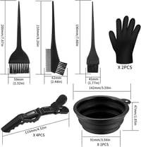 Set de 9 piese Yibaijia pentru vopsit părul, cu perii, bol pentru vopsea și protecții pentru urechi, pentru uz casnic 2