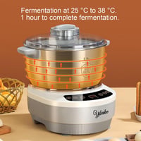 YIBAKE 5L Automata Dagasztógép Kelesztő Funkcióval - Digitális Kijelző, 25-38°C Hőmérséklet, Időzítő, Fehér Kenyérsütő Segéd Pizza Tészta Ké 3