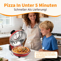 YIBAKE Elektromos Pizzasütő 1200W, 31cm Pizzakő, 420°C, 4 Perc Sütési Idő, Piros 6