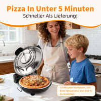 YIBAKE Elektromos Pizzasütő 1200W, 4 Perces Pizzakészítés, 31cm Tűzálló Kő, 420°C, 5 Fokozat 6