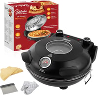 YIBAKE Elektromos Pizzasütő 1200W, 4 Perces Pizzakészítés, 31cm Tűzálló Kő, 420°C, 5 Fokozat 1