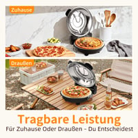 YIBAKE Elektromos Pizzasütő 1200W, 4 Perces Pizzakészítés, 31cm Tűzálló Kő, 420°C, 5 Fokozat 7