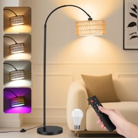 Lampadar arcuit YICAIZI pentru sufragerie - Lampă de podea LED de 9W, reglabilă, cu telecomandă și soclu E27, lampă de citit de 900 lumeni cu 3 temperaturi de culoare 1