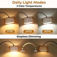 Lampadar arcuit YICAIZI pentru sufragerie - Lampă de podea LED de 9W, reglabilă, cu telecomandă și soclu E27, lampă de citit de 900 lumeni cu 3 temperaturi de culoare 2