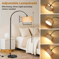Lampadar arcuit YICAIZI pentru sufragerie - Lampă de podea LED de 9W, reglabilă, cu telecomandă și soclu E27, lampă de citit de 900 lumeni cu 3 temperaturi de culoare 6