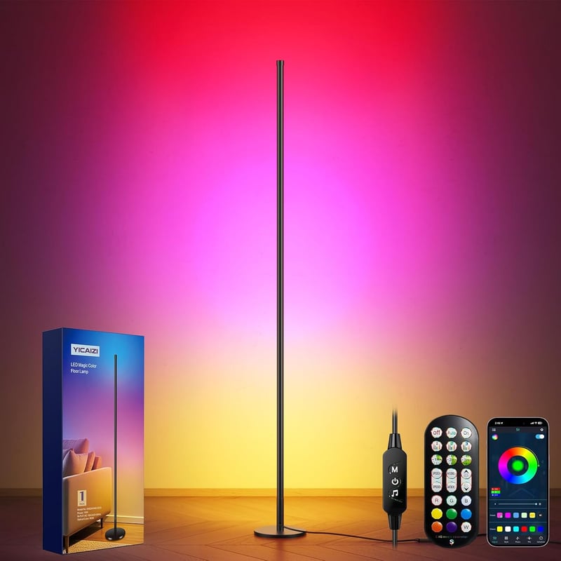 YICAIZI LED Álló Lámpa 160cm RGB Sarok Dimmelhető Távirányítóval