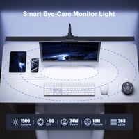YICAIZI LED Stolna svjetiljka s prigušivanjem, 24W 1500LM - 80 cm, uredska svjetiljka s fleksibilnim vratom i stezaljkom, daljinskim upravljačem, funkcijom punjenja, dnevno svjetlo, crna 8