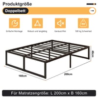 Yicensen metalni okvir za krevet 160x200 cm, bračni krevet, čelična podnica s potporom 2