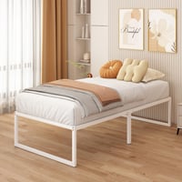 Yicensen Fém Egyszemélyes Ágy 80x190 cm Acél Ágyrács Tartóval, 46 cm Magasság, Fehér 7