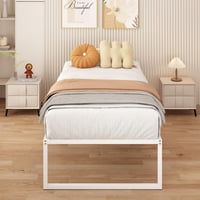 Yicensen Fém Egyszemélyes Ágy 80x190 cm Acél Ágyrács Tartóval, 46 cm Magasság, Fehér 8