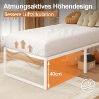 Yicensen Fém Egyszemélyes Ágy 80x190 cm Acél Ágyrács Tartóval, 46 cm Magasság, Fehér 5