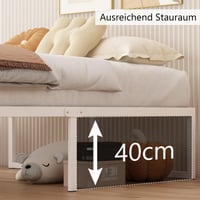 Yicensen Fém Egyszemélyes Ágy 80x190 cm Acél Ágyrács Tartóval, 46 cm Magasság, Fehér 4