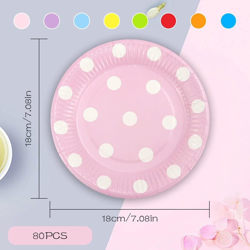 YICH Papírtányér 80 db Színes Eldobható Tányér 18 cm Parti Céljára