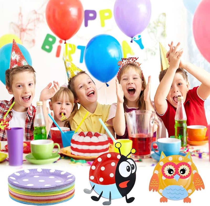 YICH Papírtányér 80 db Színes Eldobható Tányér 18 cm Parti Céljára