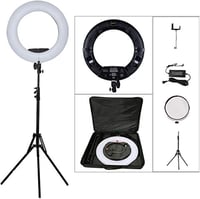 YIDOBLO 18 hüvelykes 96 W dimmelhető LED gyűrűfény állvánnyal, digitális képernyős ring light készlet YouTube és önarcképhez, fehér 1