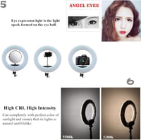 YIDOBLO 18 hüvelykes 96 W dimmelhető LED gyűrűfény állvánnyal, digitális képernyős ring light készlet YouTube és önarcképhez, fehér 6