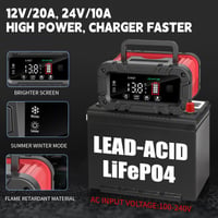 Încărcător inteligent de baterii YIFASITE 20A 12V/24V - AGM, LiFePO4, plumb-acid 2