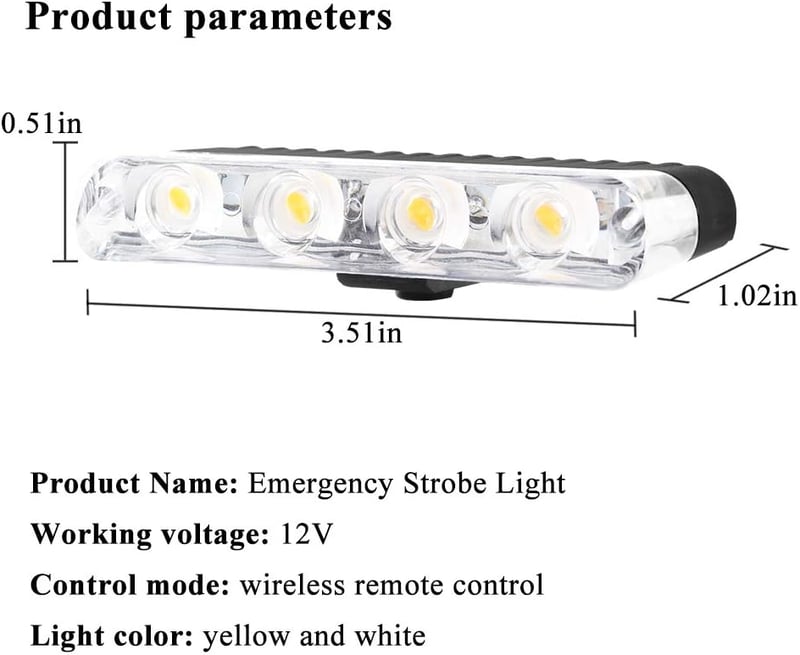 yifengshun 4in1 LED Jelzőlámpa DC12V Vezeték Nélküli Távirányító Sárga Fehér