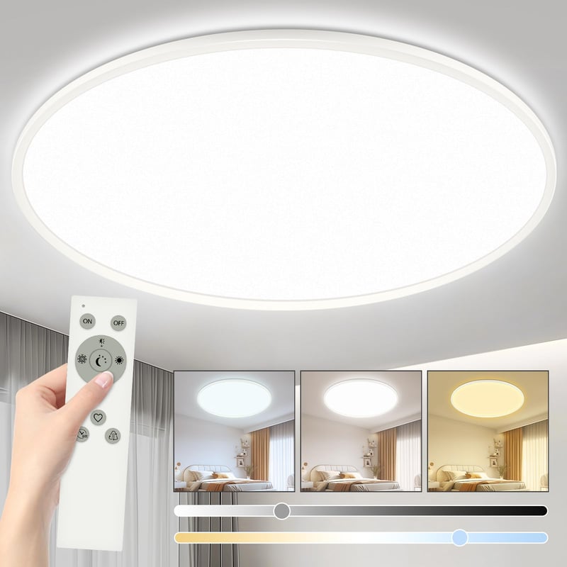 YIFMOO 40W LED stropné svietidlo ploché ultratenké okrúhle biele s diaľkovým ovládaním stmievateľné 50 cm 3000-6500K obývačka spálňa