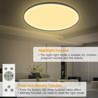 YIFMOO 50W LED stropné svietidlo, stmievateľné, Ø60 cm, s diaľkovým ovládaním, 3000-6500K, ultratenké, okrúhle, biele, do obývačky, spálne, kancelárie 4